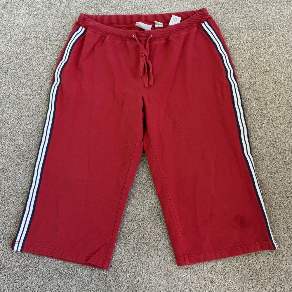 Vintage Lee Sport Sweatpant Womens XL Red Jersey Elastic Waist Stripe Drawstring